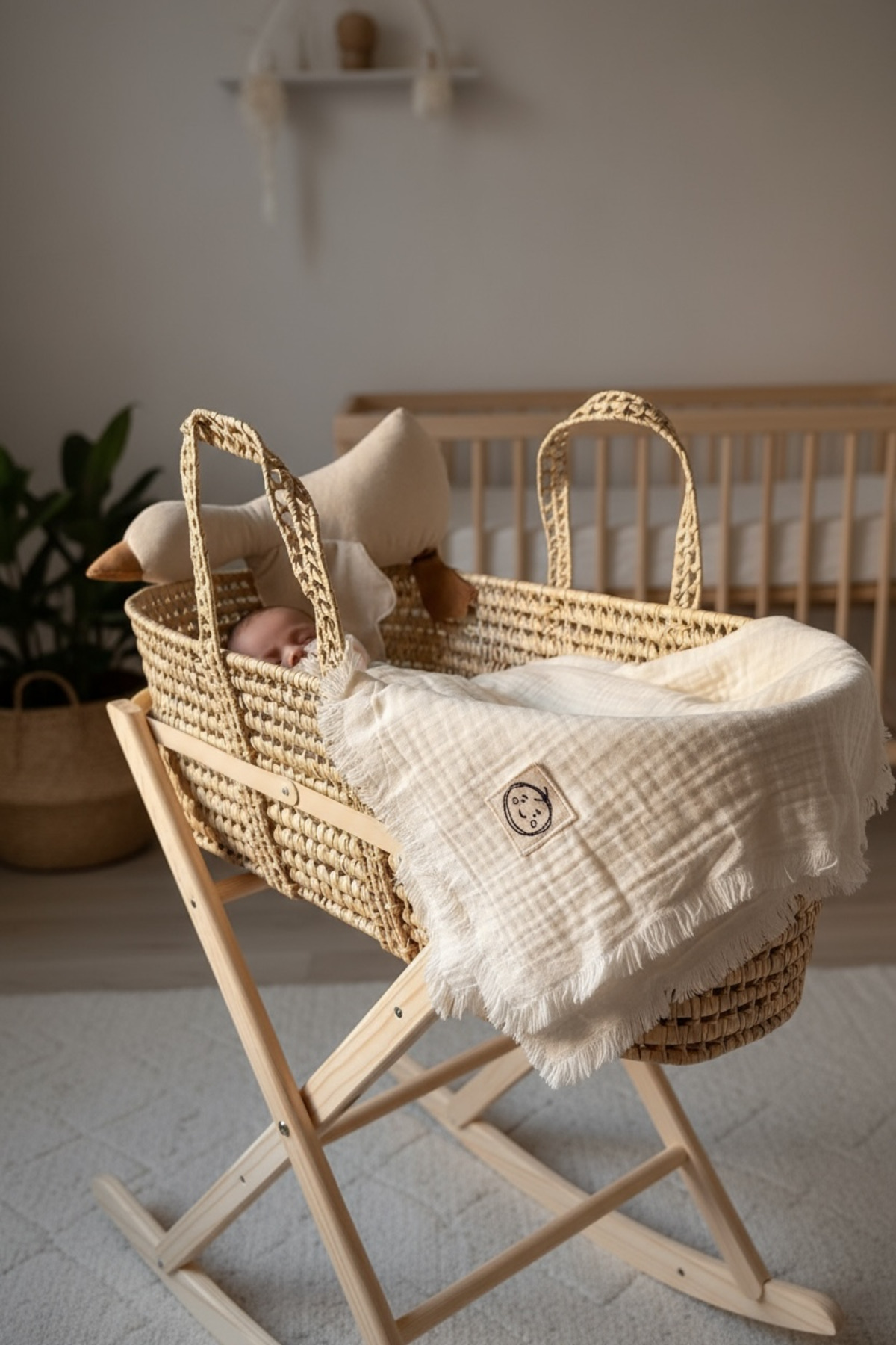 THELAKİDS Thela Aplike Nakışlı 4 Kat Müslin Kumaş Bebek Battaniyesi