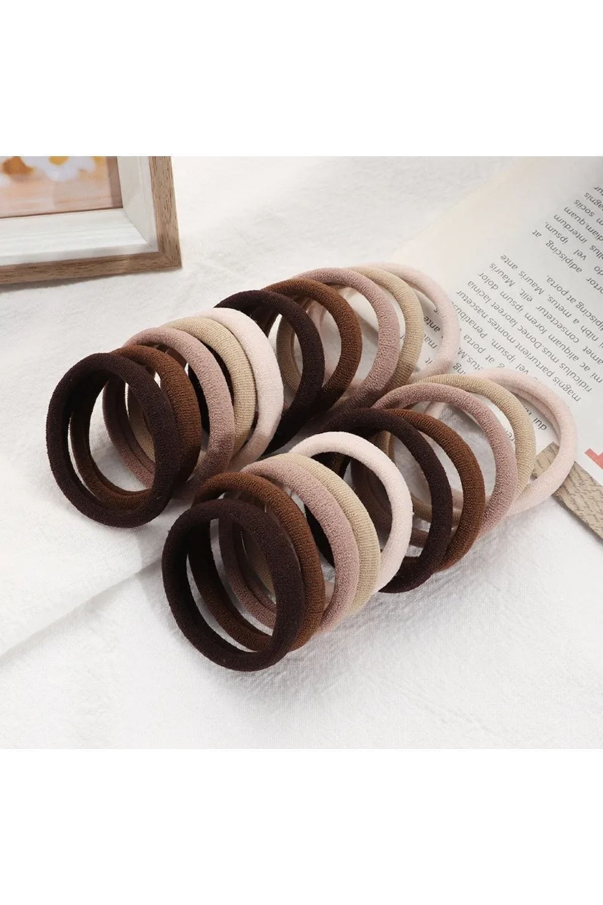 monalisatoka Kadın Ultra Esnek Kahverengi Ton 10'lu Lastik Toka Seti