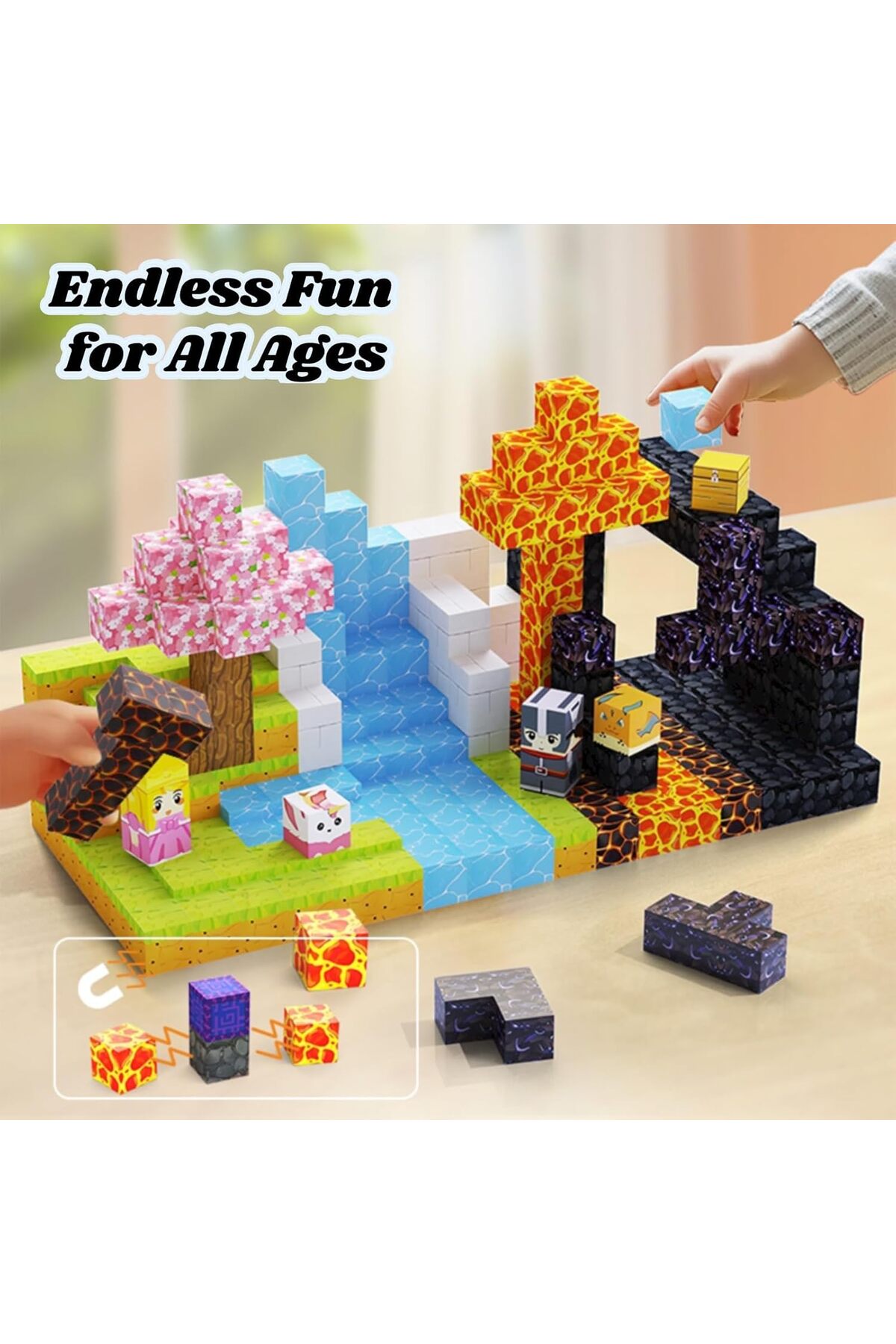 ۲۸۵ تکه بلوکهای مغناطیسی آموزشی STEM برای کودکان بالای ۳ سال