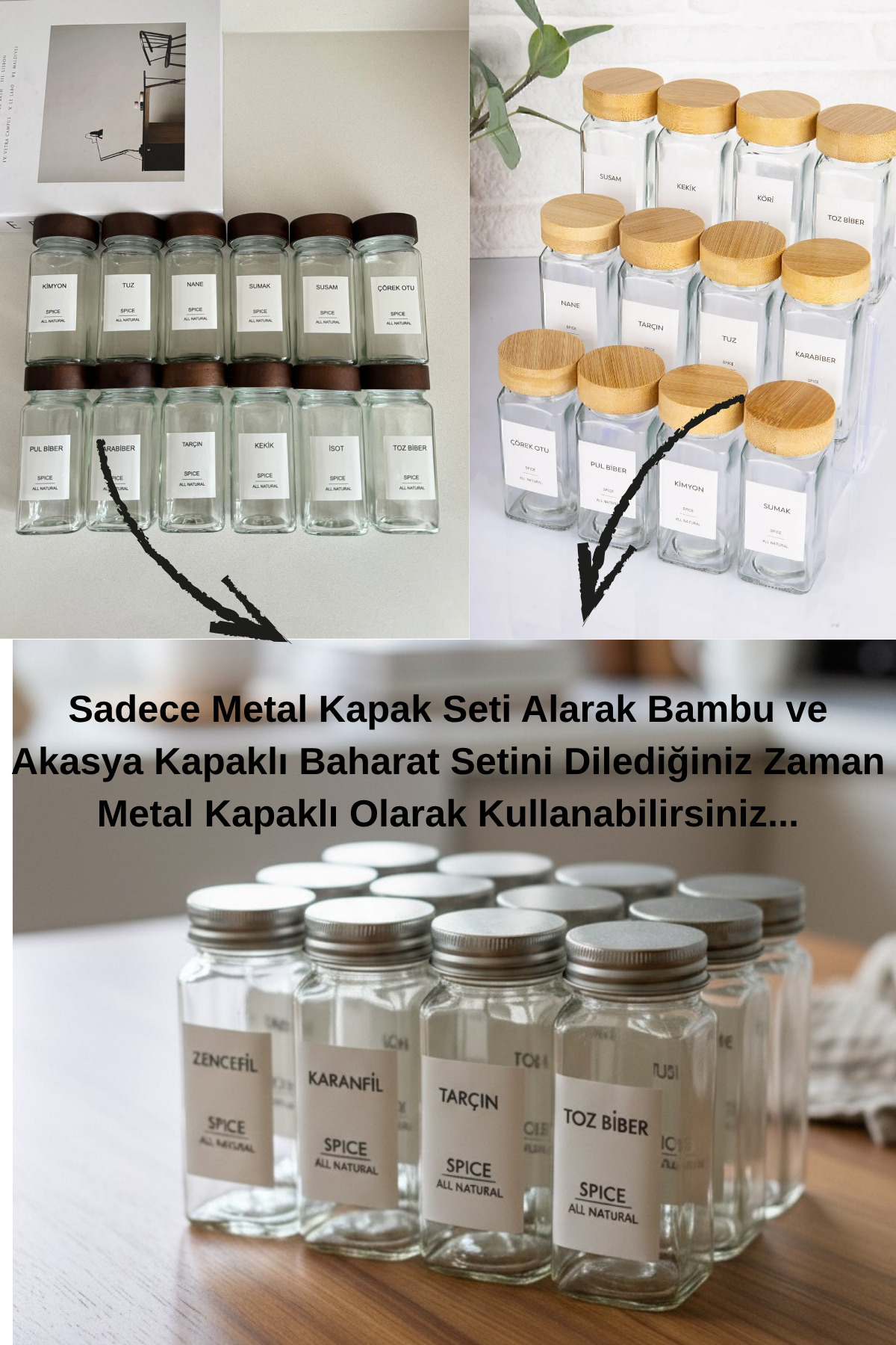 12 Metal Lids (Compatible with Spice Shakers with Bamboo and Acacia Lids.)