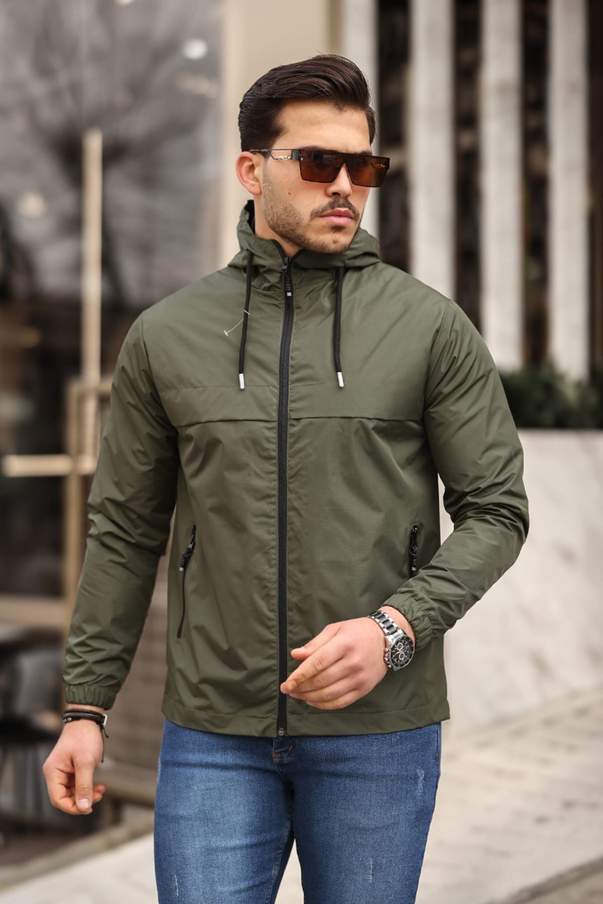 comstar  Erkek Içi Astarlı Suya Dayanıklı Kapüşonlu Cepli Yağmurluk - Görsel 3