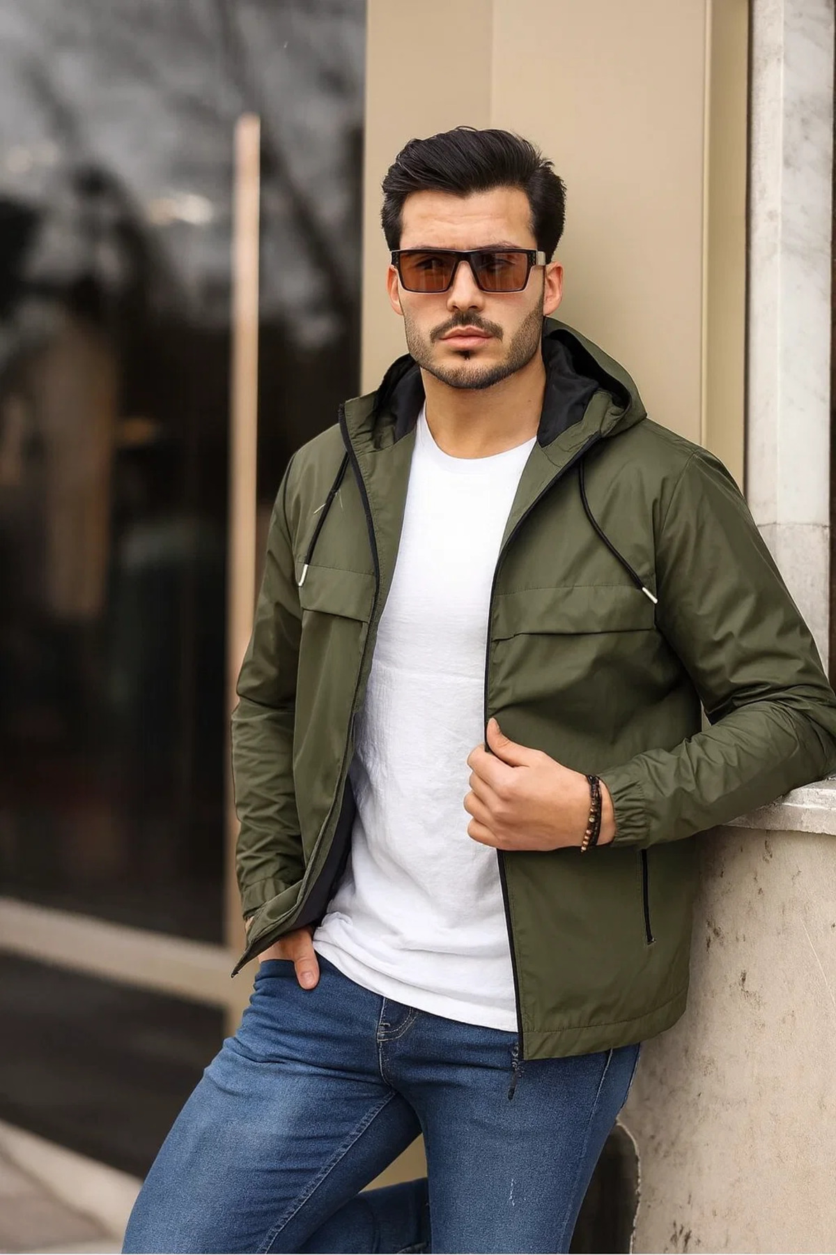 comstar  Erkek Içi Astarlı Suya Dayanıklı Kapüşonlu Cepli Yağmurluk - Görsel 5