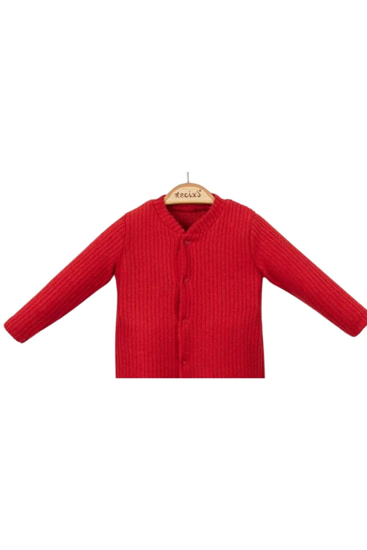 Lolons Triko Uzun Kol Patikli Bebek Tulum Kırmızı fotoğrafı 5 (önizleme)