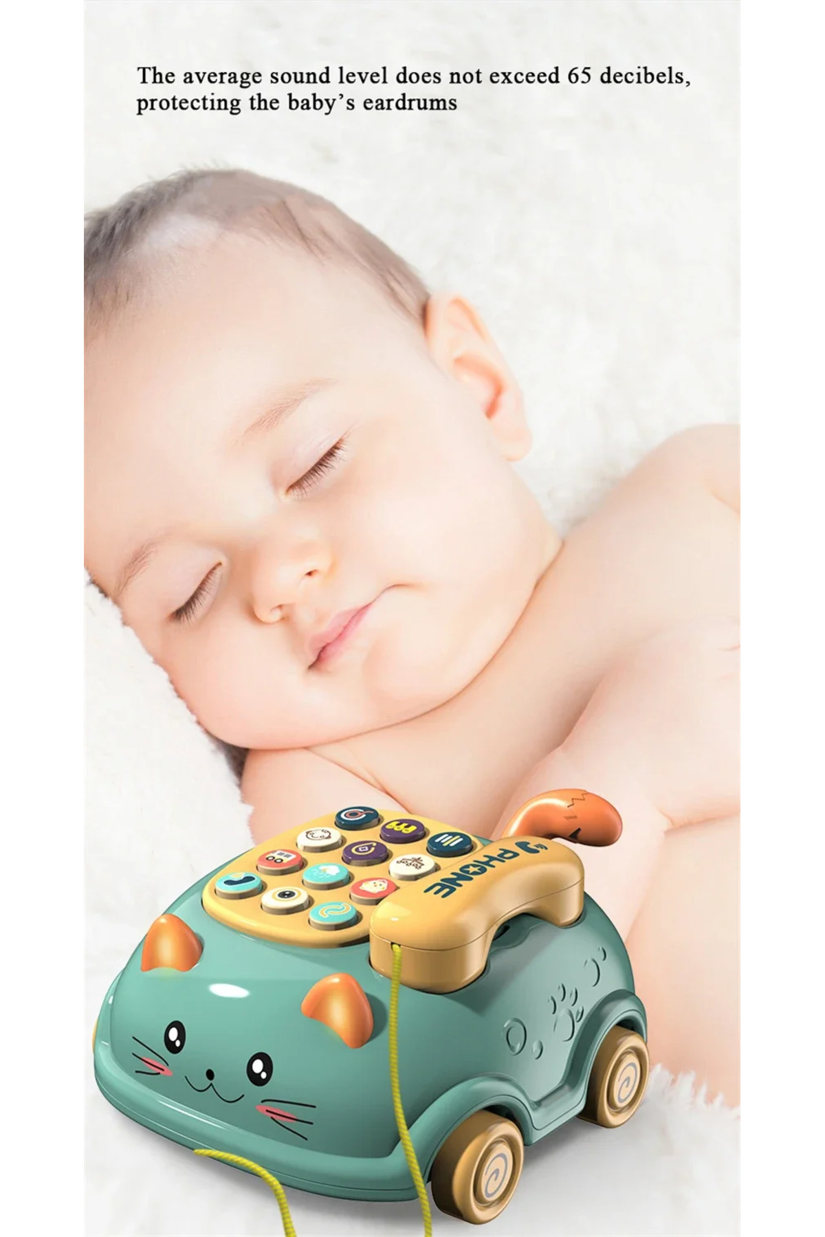 اسباببازی تلفن موزیکال ۳ در ۱ گرین بیبی برای نوزادان و کودکان نوپا، اسباببازی تعاملی آموزشی با چراغهای گربهای