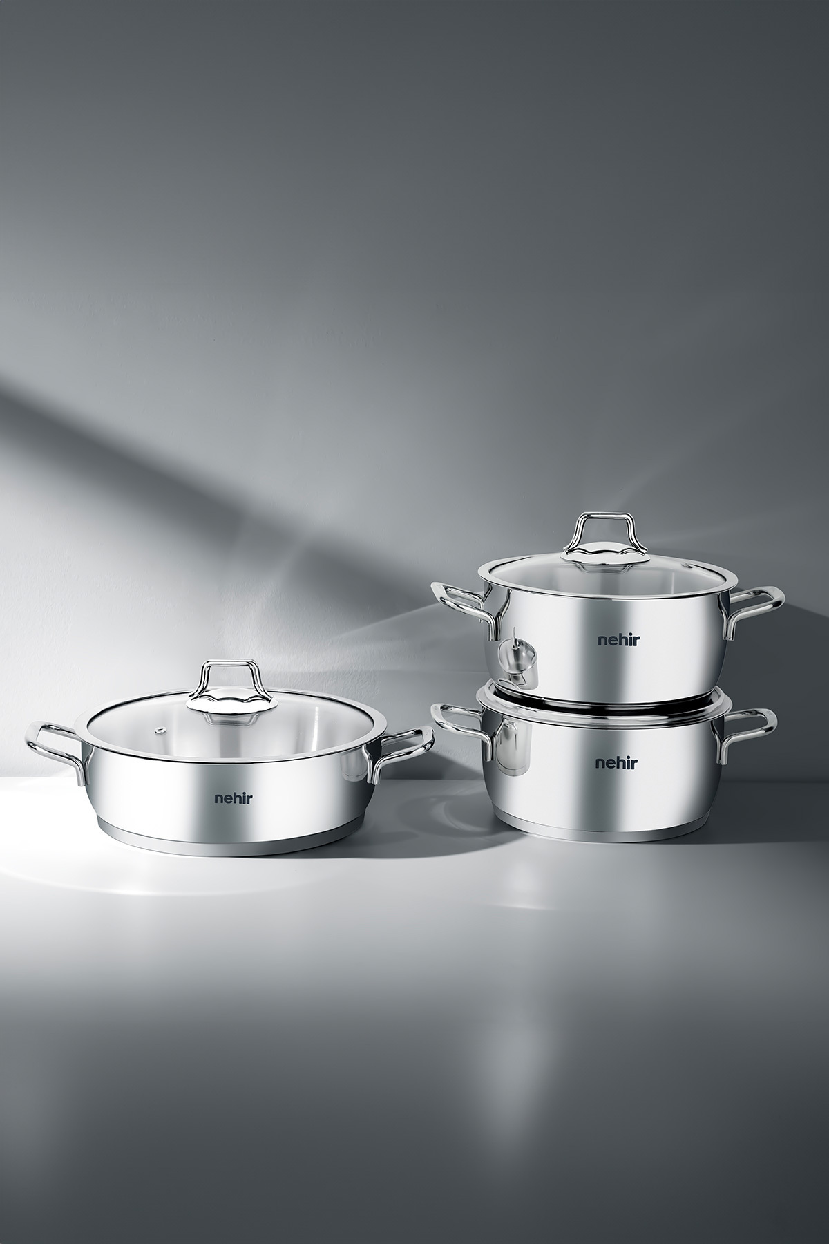 Nehir Silver Klasik 6 Parça Derin Çelik Tencere Seti