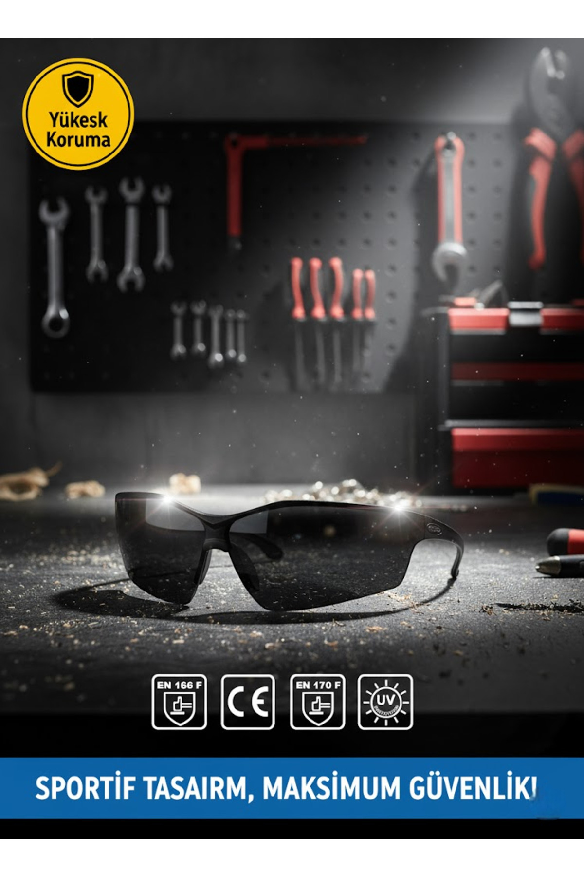 MH MiniHediye Iş Güvenlik Güvenliği Kaynakçı Gözlüğü Uv Koruyucu Silikonlu Gözlük S1100 Siyah Ürünleri