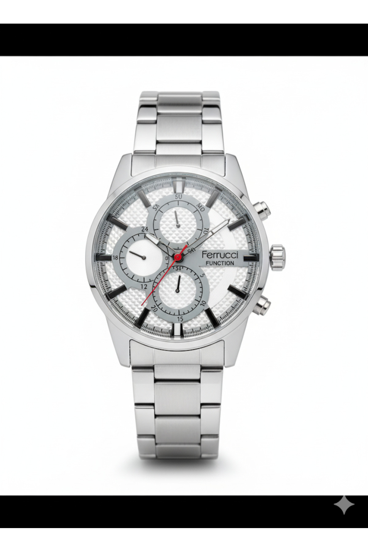 ساعت مچی مردانه نقره‌ای رنگ، صفحه سفید-خاکستری - بند فلزی شیک، ضمانت ۲ ساله
