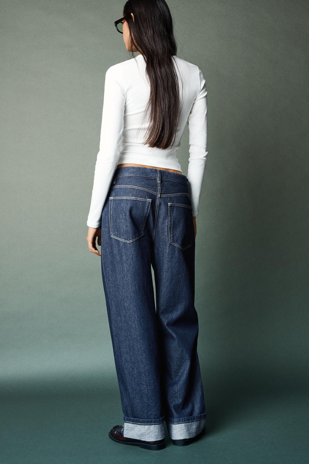 Bershka  Baggy fit, katlamalı paça jean - Görsel 3