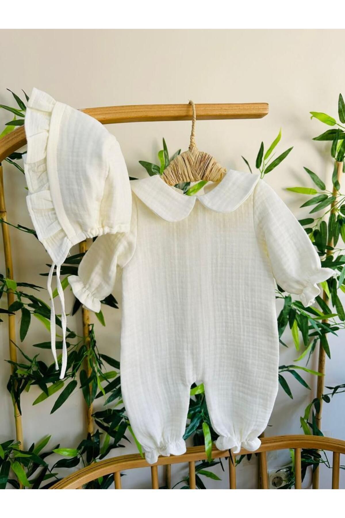 esilaaaksesuar Yakalı Müslin 4'lü İsim Nakışlı Hastane Çıkış Mevlüt Seti %100 Pamuk Organik fotoğrafı 6 (önizleme)