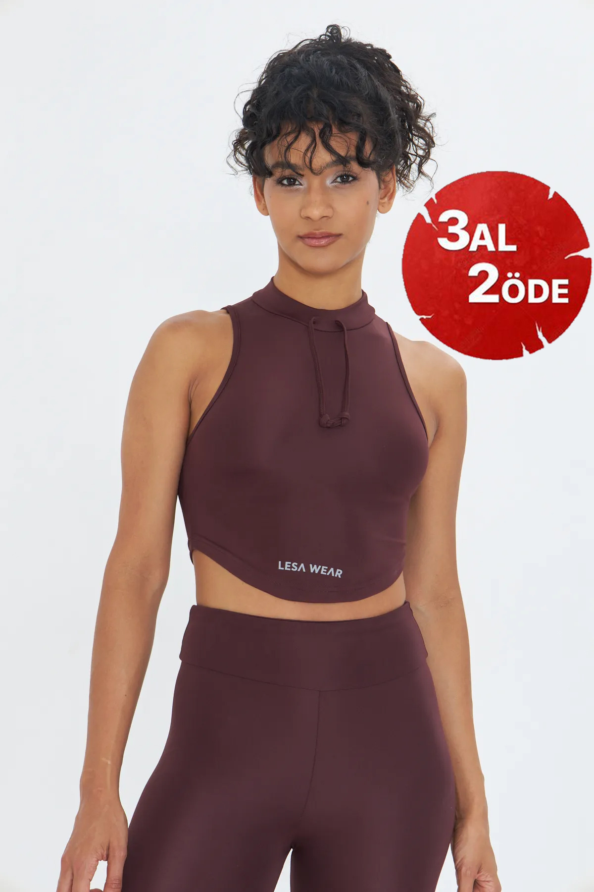 Soft Touch Bedene Oturan İp Detaylı Sporcu Crop Sütyeni