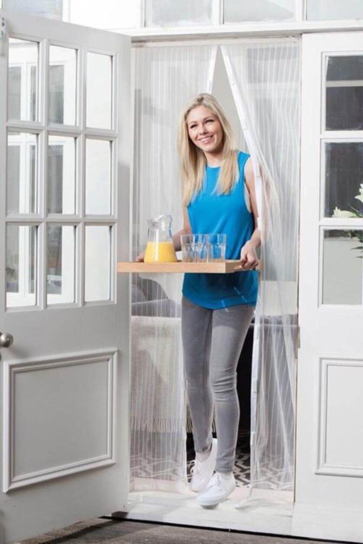 Genel Markalar Mıknatıslı Kapı Sinekliği 105x210 Cm Cırt Bantlı Sineklik Tülü Kapı Sineklik Perdesi Tül Sineklik