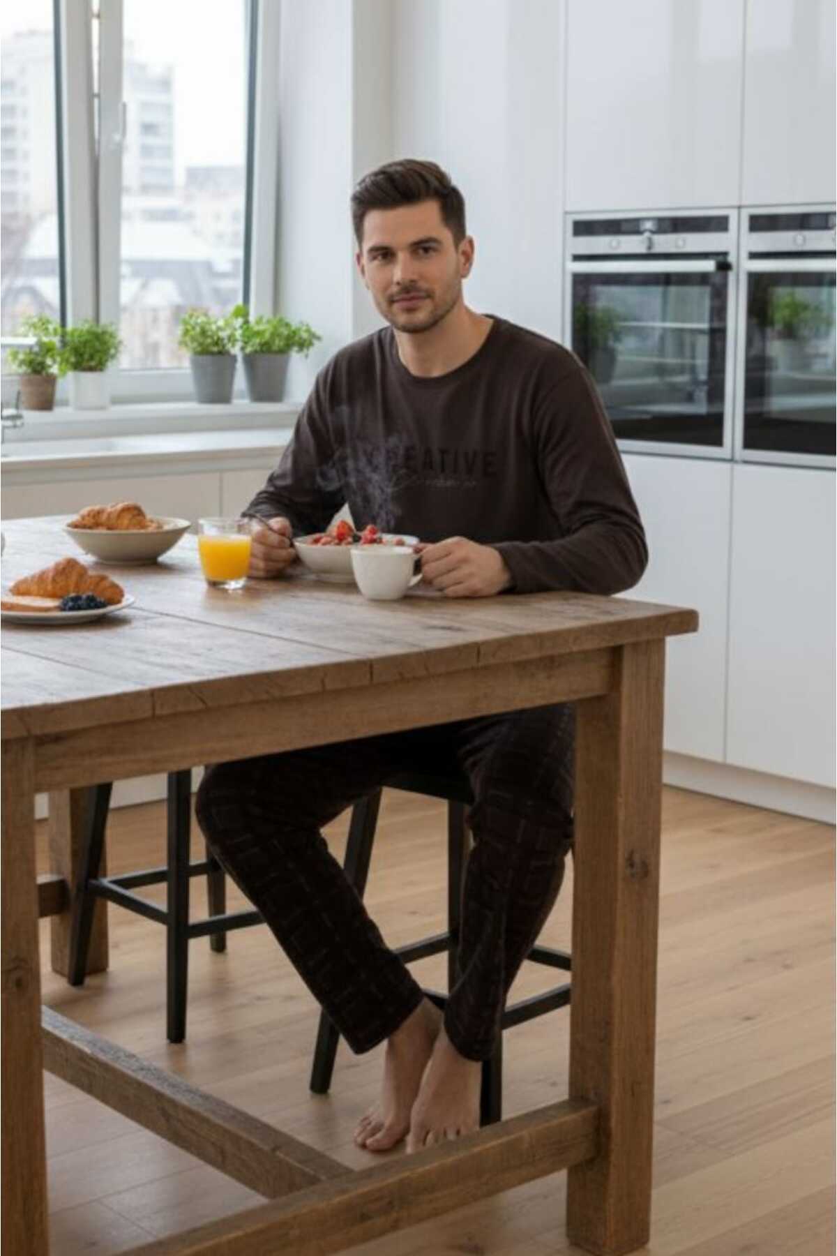 Sude HOMEWEAR  Erkek Uzun Kol Pijama Takımı - Görsel 3