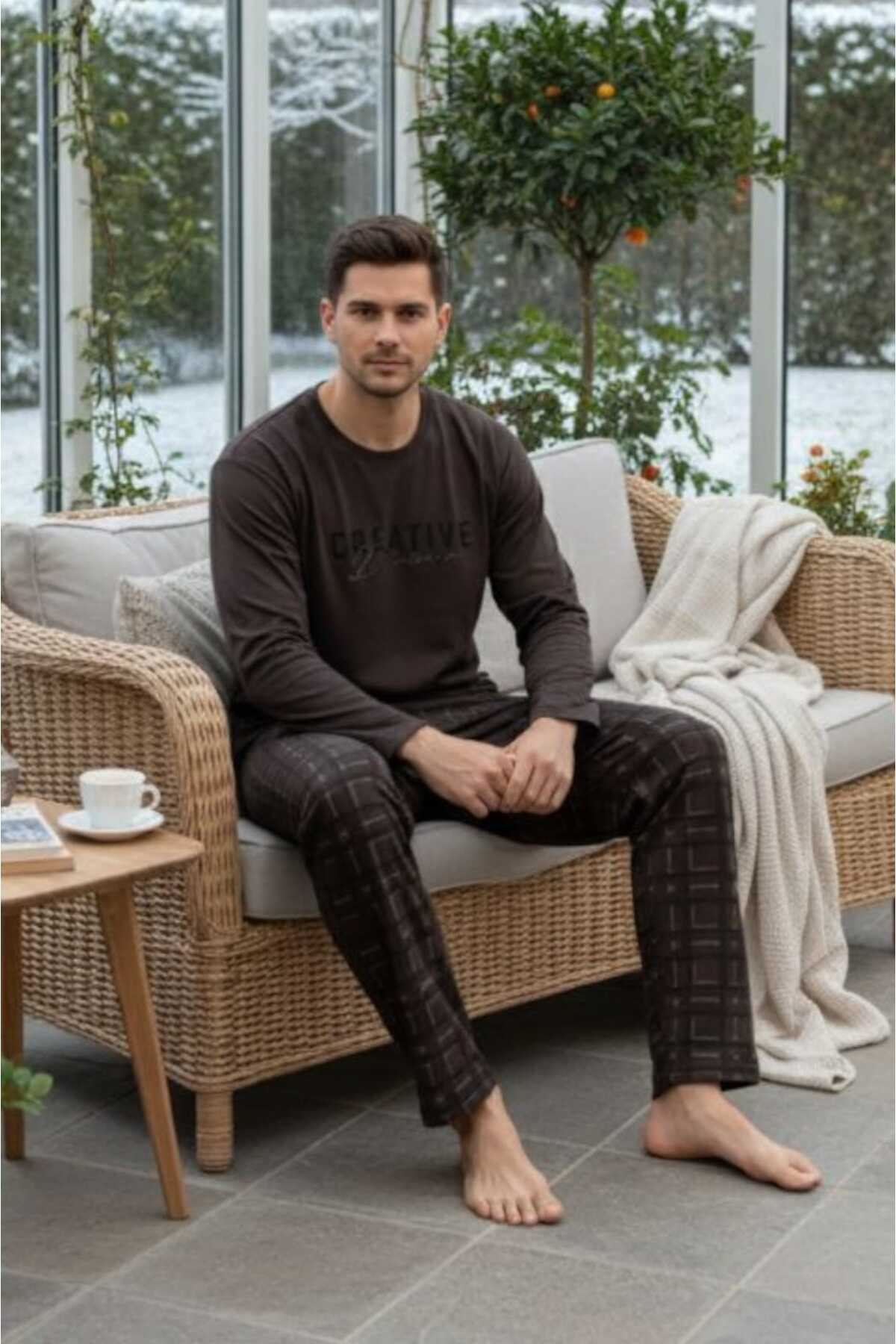 Sude HOMEWEAR  Erkek Uzun Kol Pijama Takımı - Görsel 2