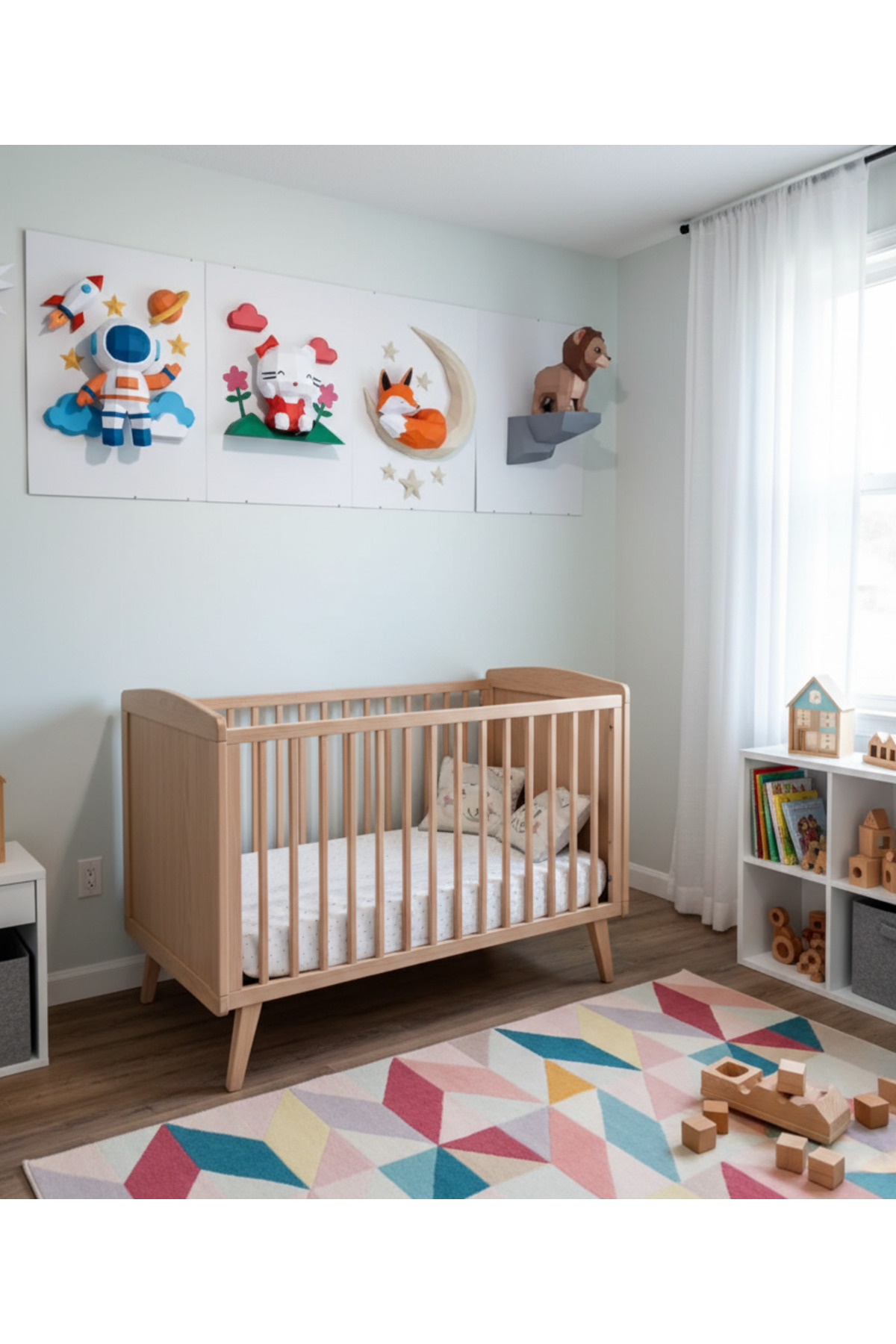 آویز دیواری سهبعدی فضانورد | مدل برای اتاق پسر ۶۲×۶۲ سانتیمتر | فعالیت بدون صفحه با تم فضایی