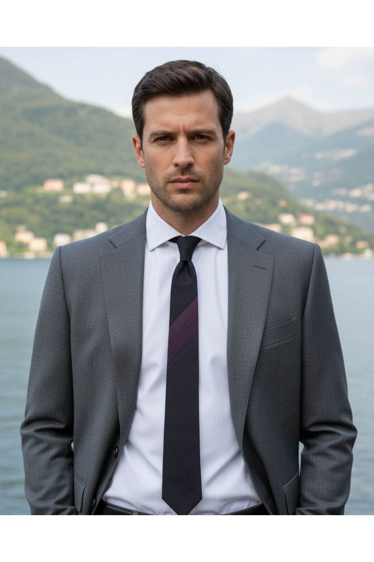  کراوات ابریشمی طرح‌دار صورتی با عرض ۷ سانتی‌متر