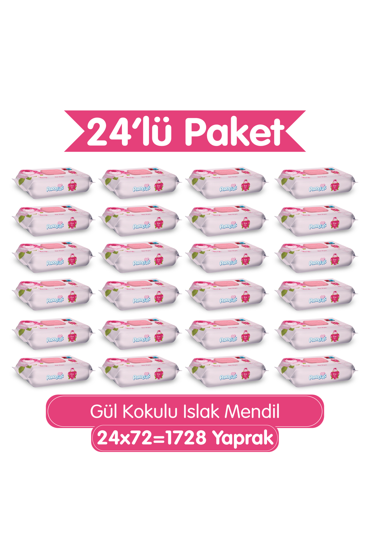 Paddlers Gül Kokulu Islak Mendil 1728 Yaprak (24x72) – Koli - Fiyatı, Yorumları