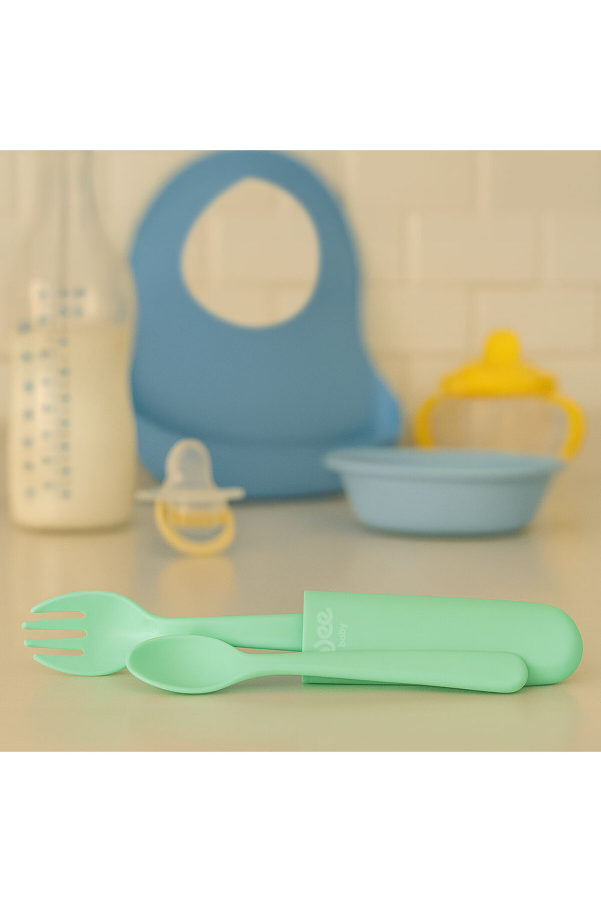 Wee Baby Çatal Kaşık Saklama Kabı - YEŞİL fotoğrafı 5 (önizleme)