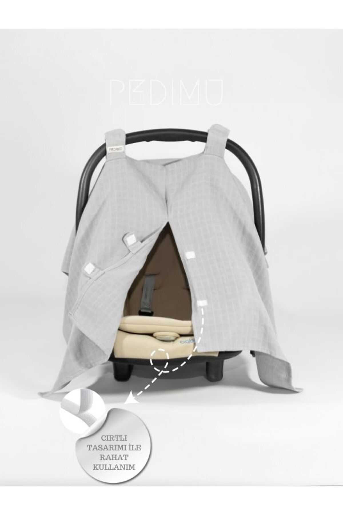 Pedimu Müslin Gri Renk Cırtlı Müslin Puset Örtüsü %100 Cotton fotoğrafı 4 (önizleme)