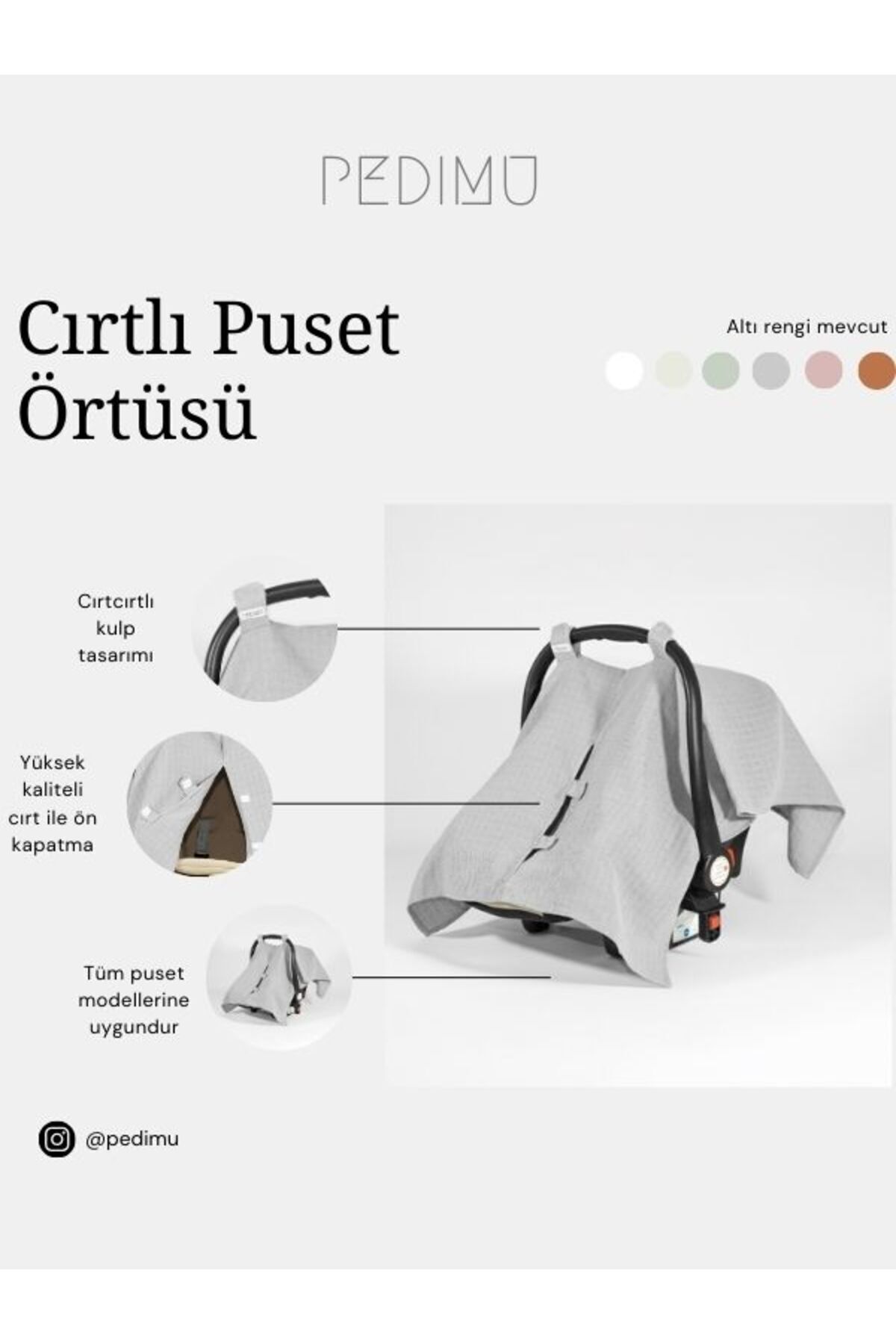 Pedimu Müslin Gri Renk Cırtlı Müslin Puset Örtüsü %100 Cotton fotoğrafı 3 (önizleme)