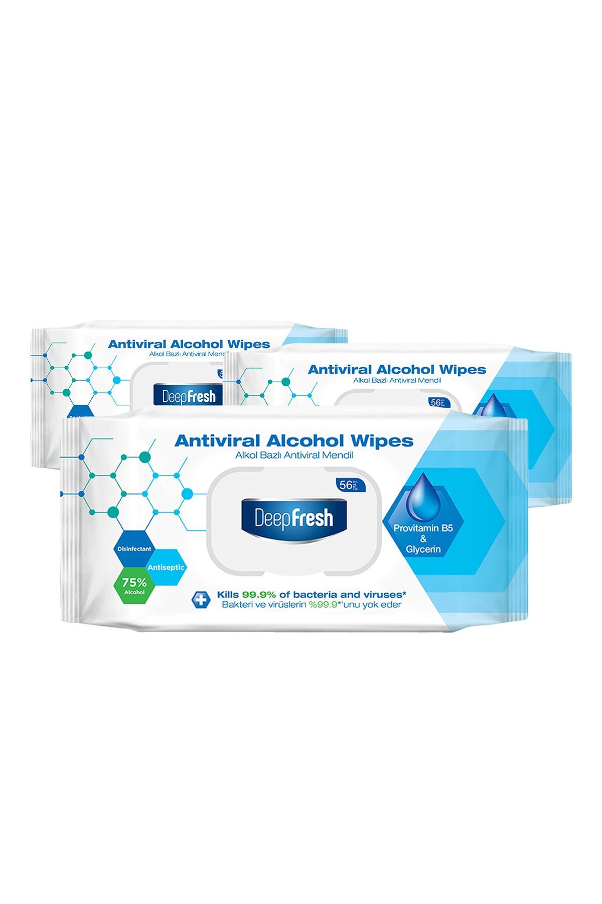 Deep Fresh Alkollü Antiviral Islak Mendil 3 x 56 Yaprak fotoğrafı 6 (önizleme)