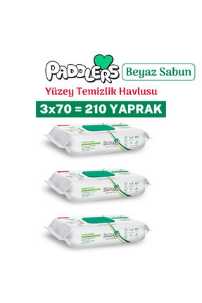 Paddlers Easy Clean Beyaz Sabun Katkılı Yüzey temizlik Havlusu 3x70 (210 Yaprak)