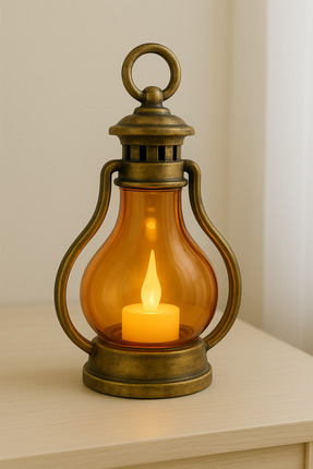 Soft Kare LED Mum Gaz Lambası Tipi-Retro Vintage Pilli - Dumansız Alev Efektl...