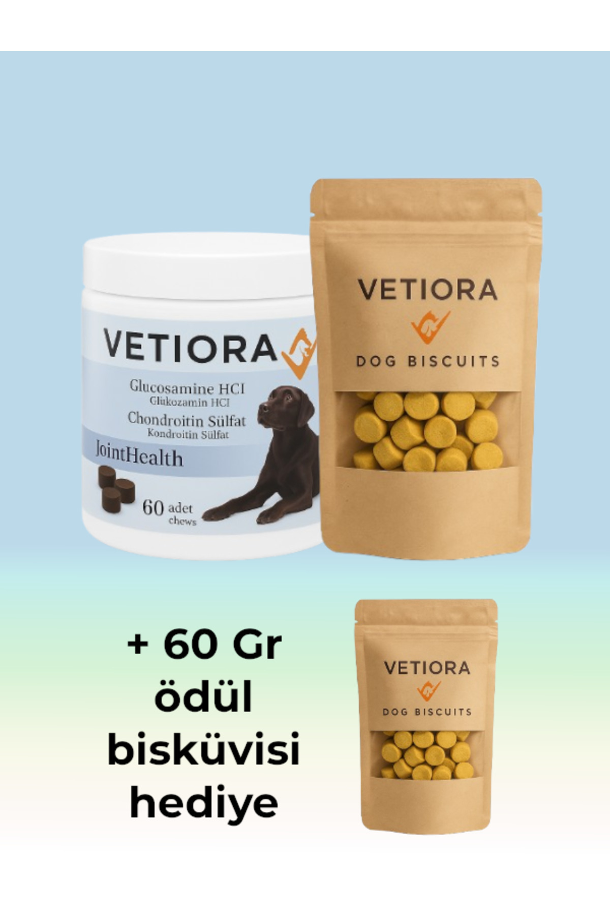 VETIORA Köpek Kas ve Eklem Güçlendirici Glukozamin, Kondroitin, MSM, Hyaluronik, Ödül Formunda 150 gr