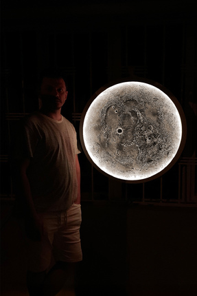 Woodnity El Yapımı Ay Tablo, RGB LED Aydınlatmalı Duvar Dekorasyonu, Işıklı D...