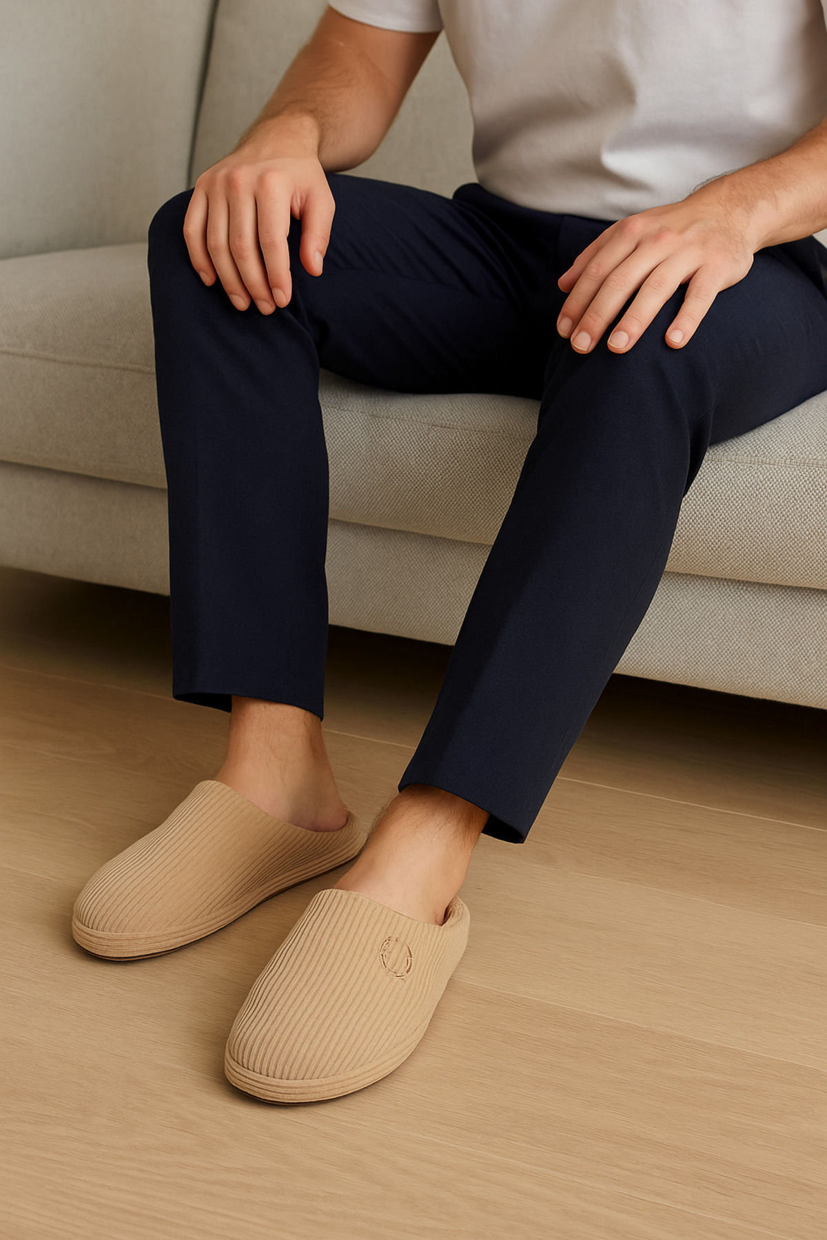 Shoebuo  Erkek Fitilli Kışlık Yumuşak Kadife İçi Kürklü Ev Terliği Damat Çeyiz Terliği - Görsel 3