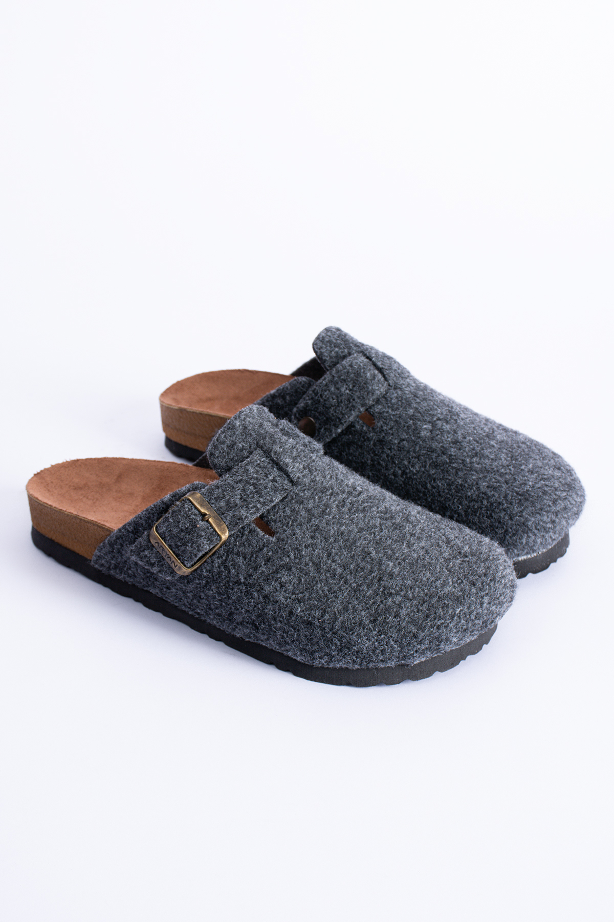 Polomia Comfort Kadın Unisex Mantar Taban Eva Konfor Moda Kışlık Önü Kapalı Keçe Model Sabo Günlük Rahat Ev Terlik görsel 2