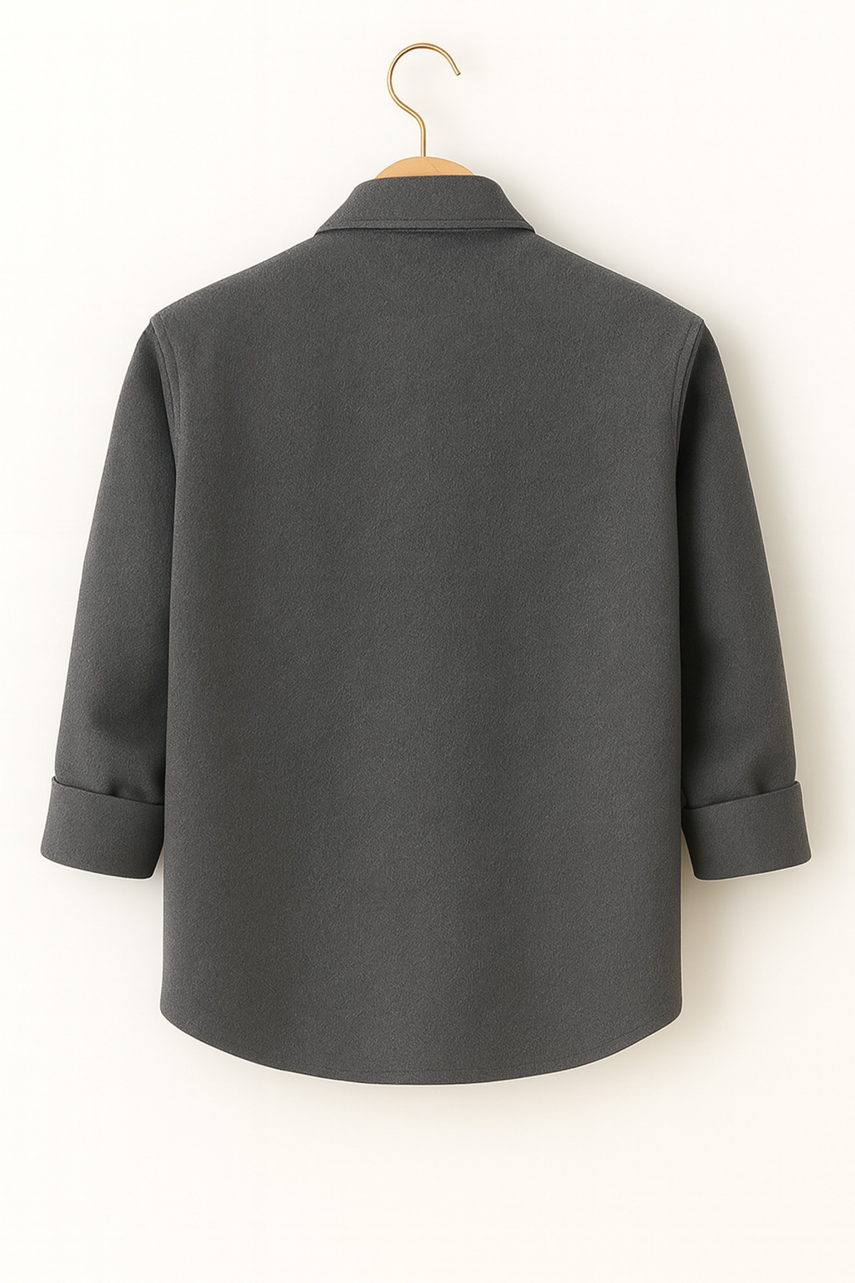 mavisima erkek giyimi  Erkek Gri Kaşe Oduncu Tarzı Gömlek Ceket – Rahat Kalıp Yeni Sezon Kışlık Moda Trend - Görsel 3