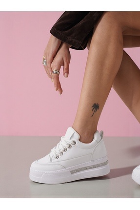 Jarrox Shoes Comfy Gizli Dolgu Topuklu Taş Detaylı Düz Tabanlı Sneaker Spor A...