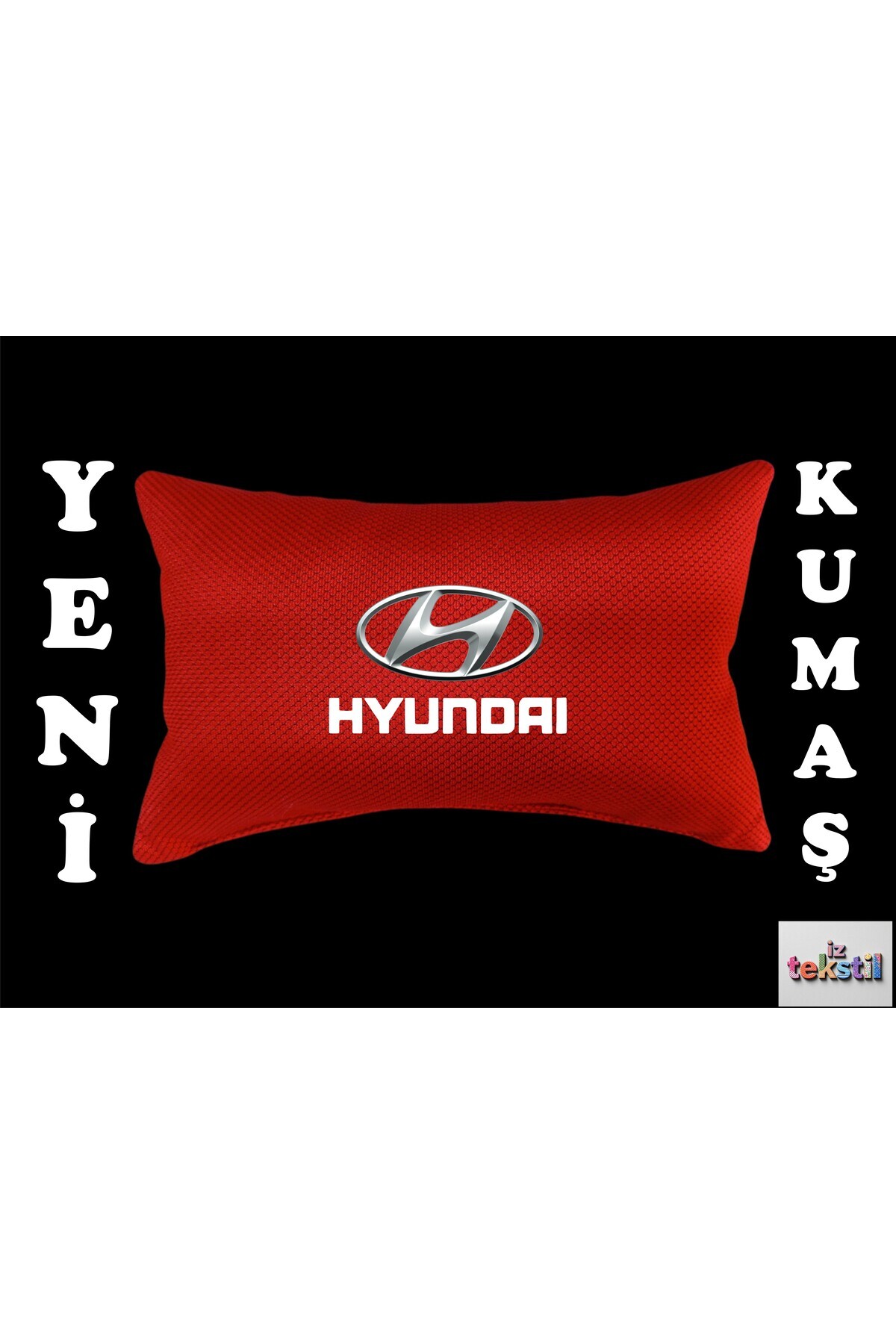 İZ WORTH WEARİNG HYUNDAI logolu uyumlu Araç Boyun Yastığı MOZAİK DESENLİ KIRMIZI Kumaş, Baskılı 1 Adet 17x27CM