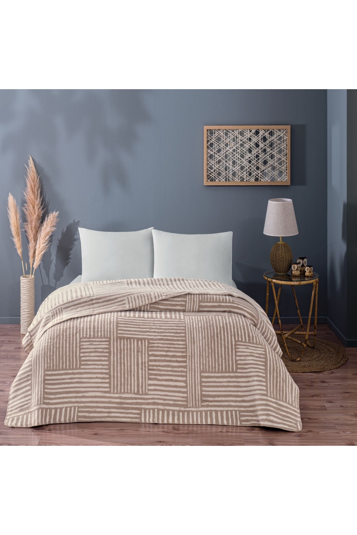 Taç Taç Gable Pamuk Tek Kişilik Battaniye Bej