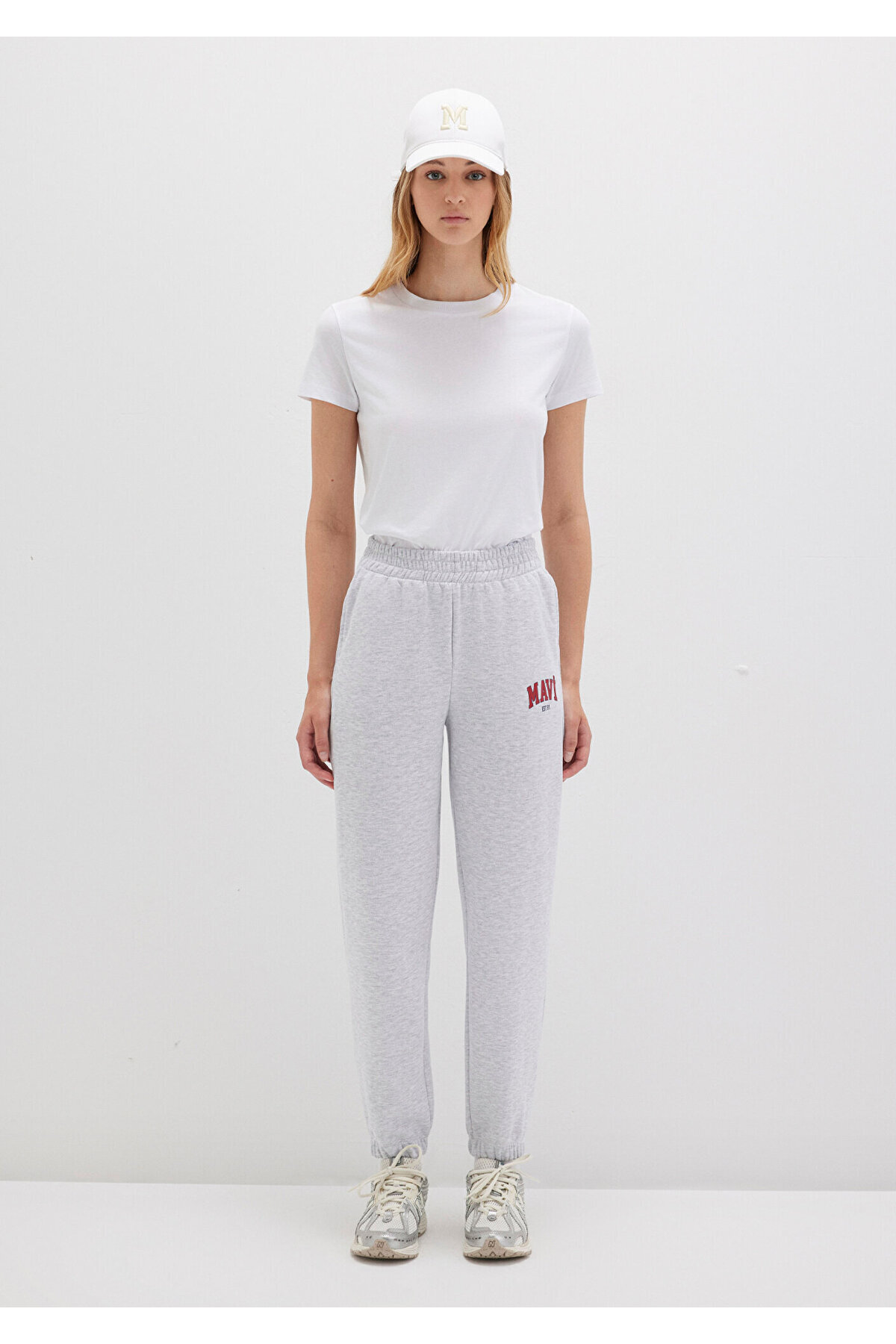 شلوار گرمکن خاکستری با چاپ لوگو ماوی 1010757-85438