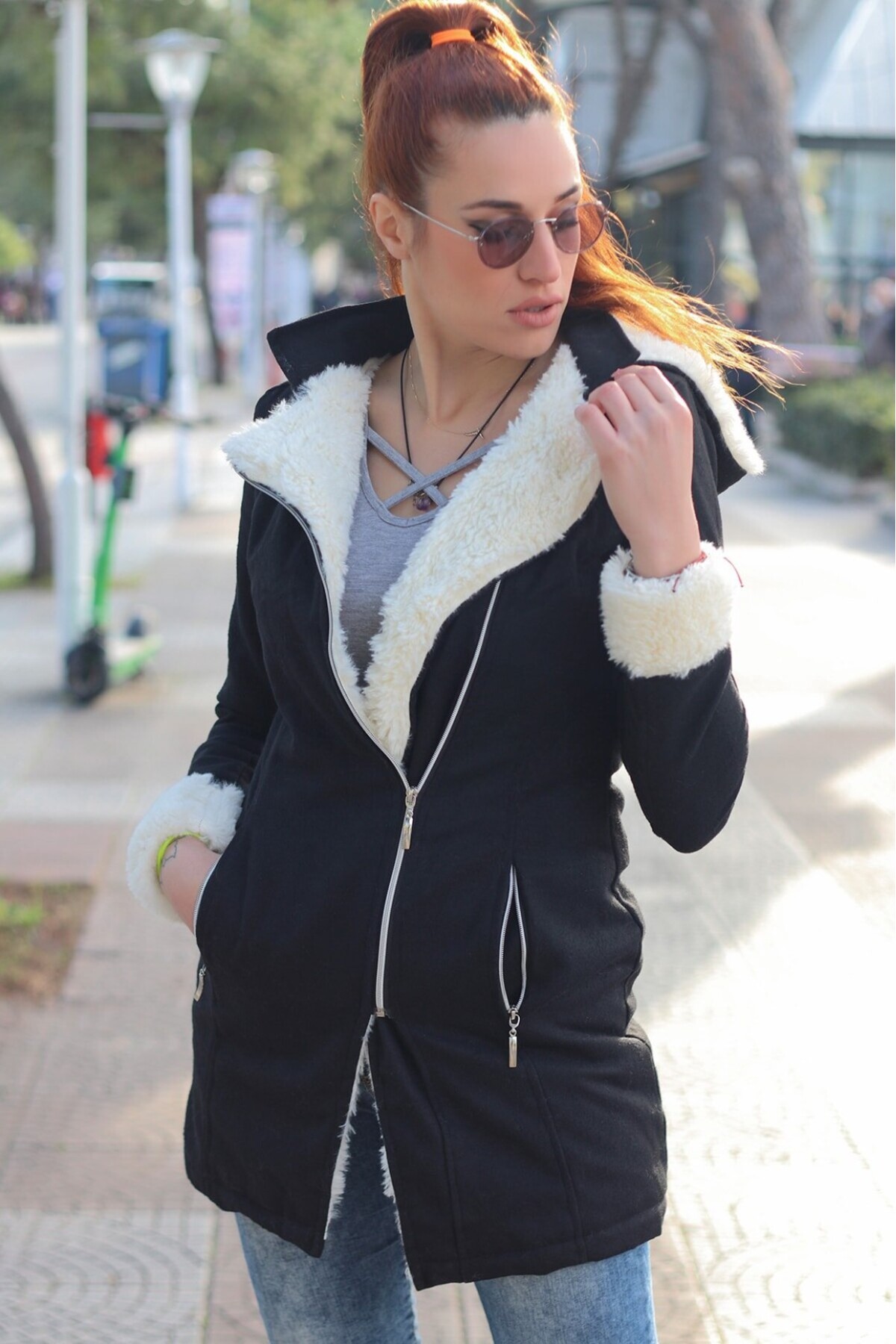 Toridas  Kışlık Günlük Kaşe Kadın Kaban - Görsel 4