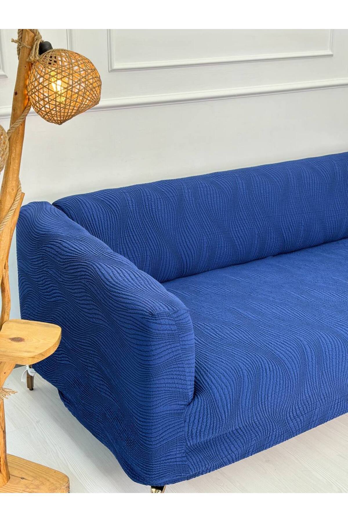 Thick Crocan Fabric Elastic Non-Slip 3 Seater Sofa Cover Saxe