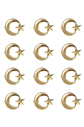 Ulaş Hediyelik Ay Yıldız Gold Renk Metal Yaka Rozeti 1 Paket 12'li