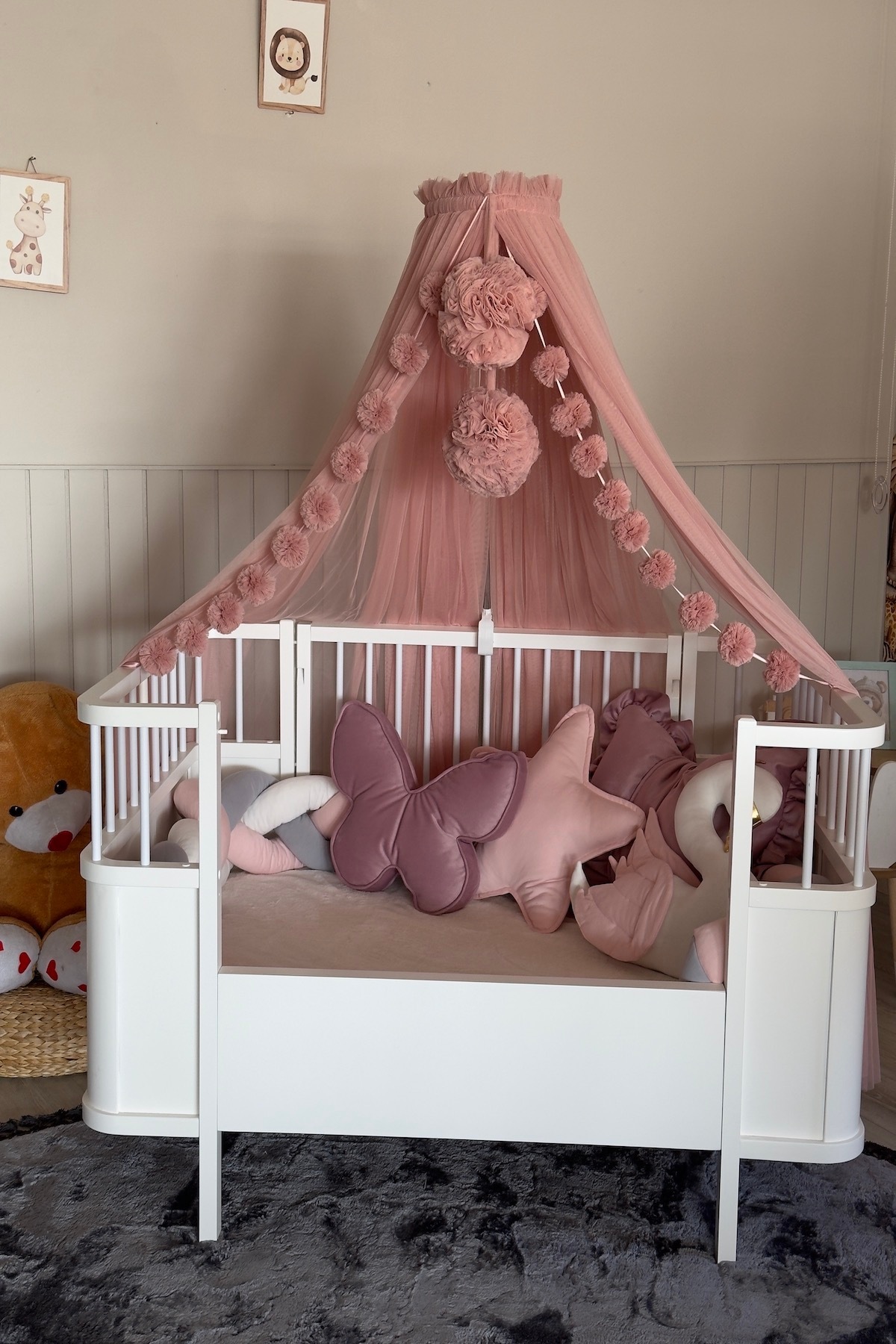 Pastelya Pudra Bebek Beşik Cibinliği Yumuşak Pürüzsüz Tül Sineklik Aparatlı Cibinlik fotoğrafı 3 (önizleme)