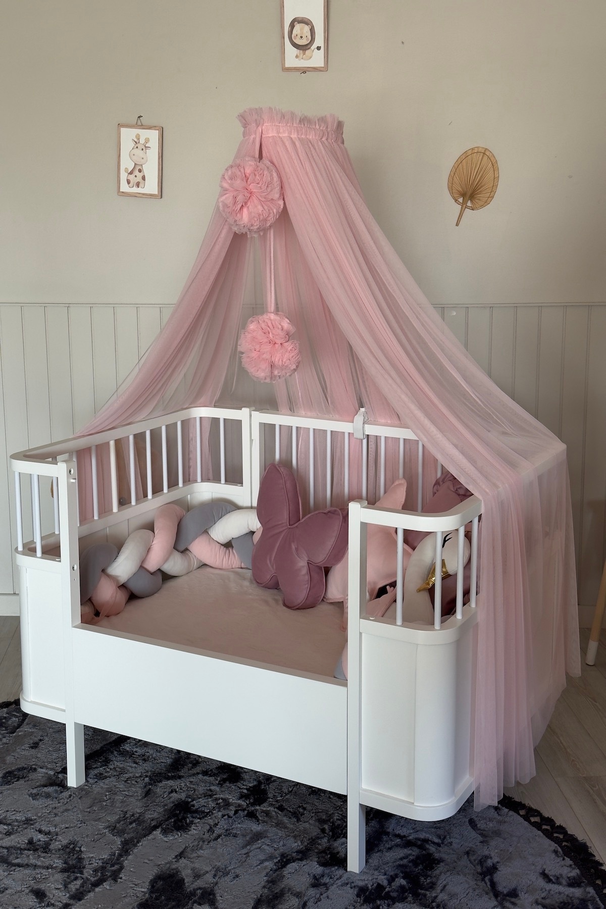 Pastelya Toz Pembe Bebek Beşik Cibinliği Yumuşak Pürüzsüz Tül Sineklik Aparatlı Cibinlik fotoğrafı 3 (önizleme)