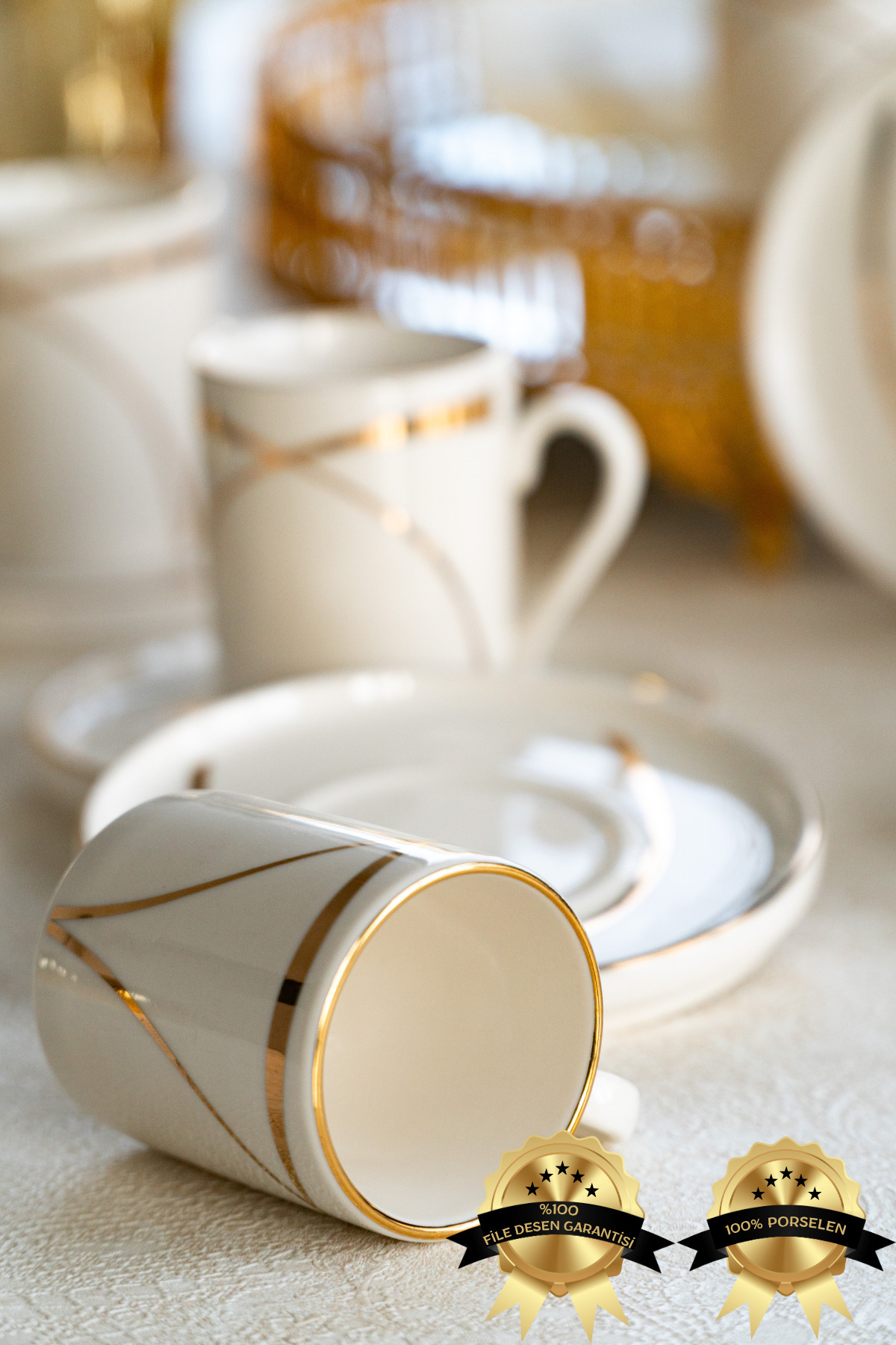 Heda Porselen Ribon 12 Parça 6 Kişilik Porselen Kahve Fincan Takımı