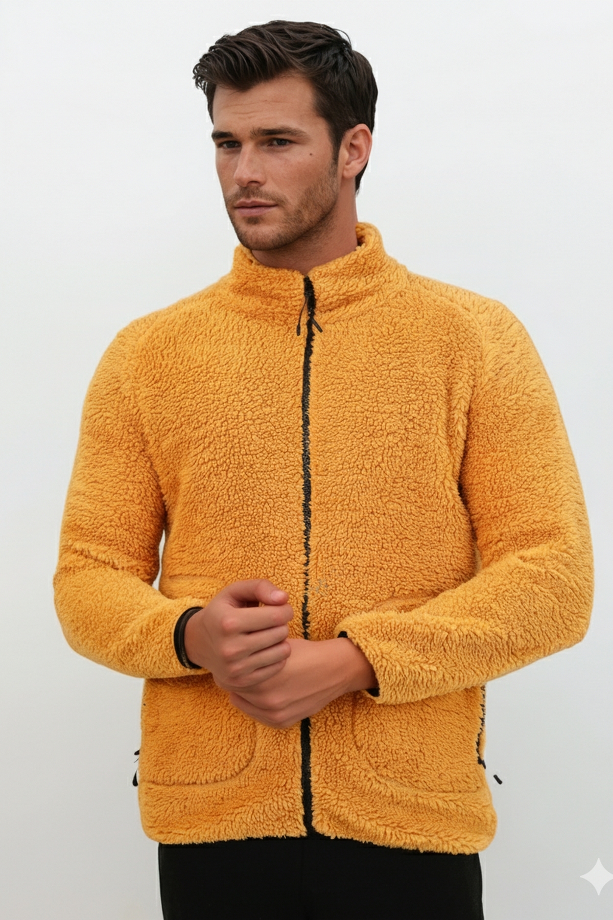 Softshell Yünlü Peluş Kürklü Kuzu Welsoft Ceket Kemik Fermuarlı 3 Cepli Detaylı (Tam Beden) — نارنجی KUZU-WELSOFT-CEKET — تصویر 2 از 8