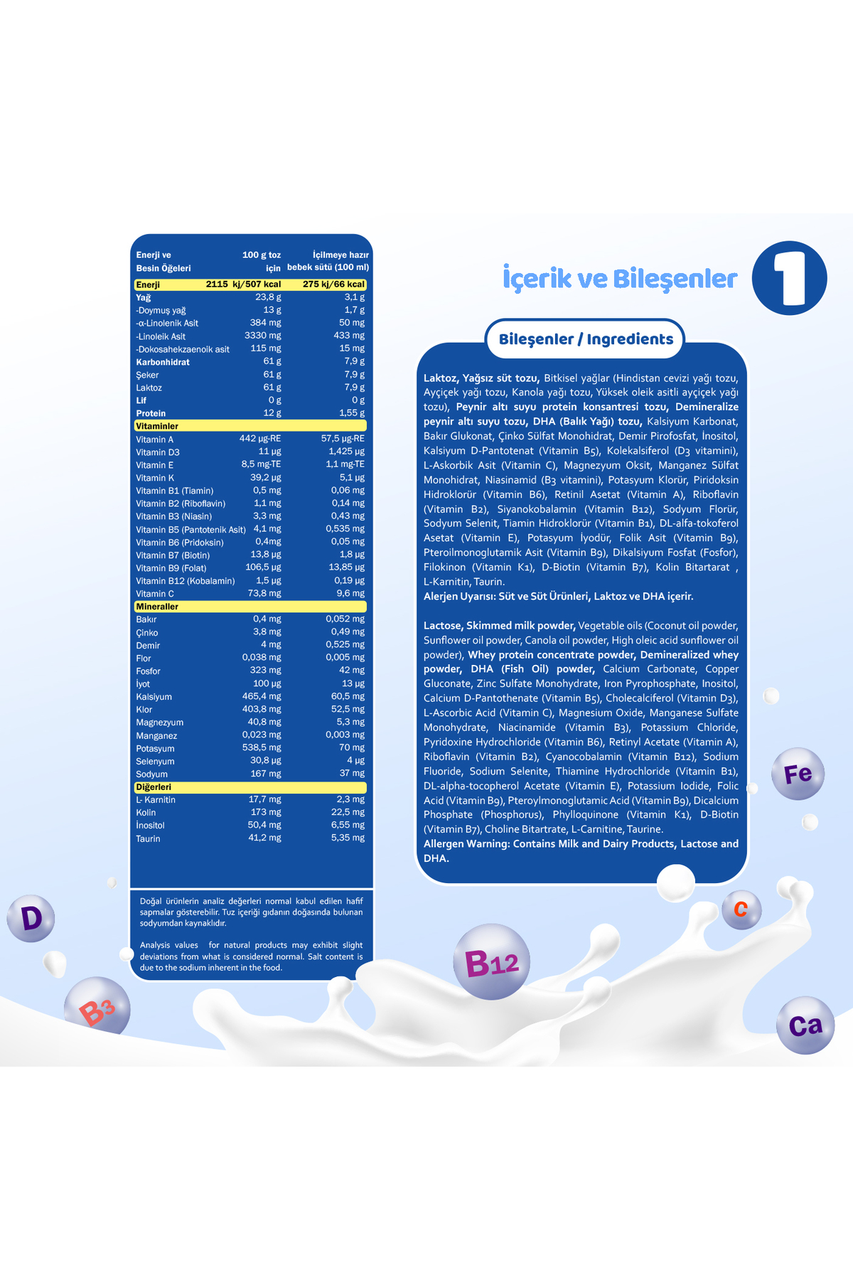 bebehum 1 Bebek Sütü 800 Gr 0-6 Ay 8 Adet fotoğrafı 6 (önizleme)