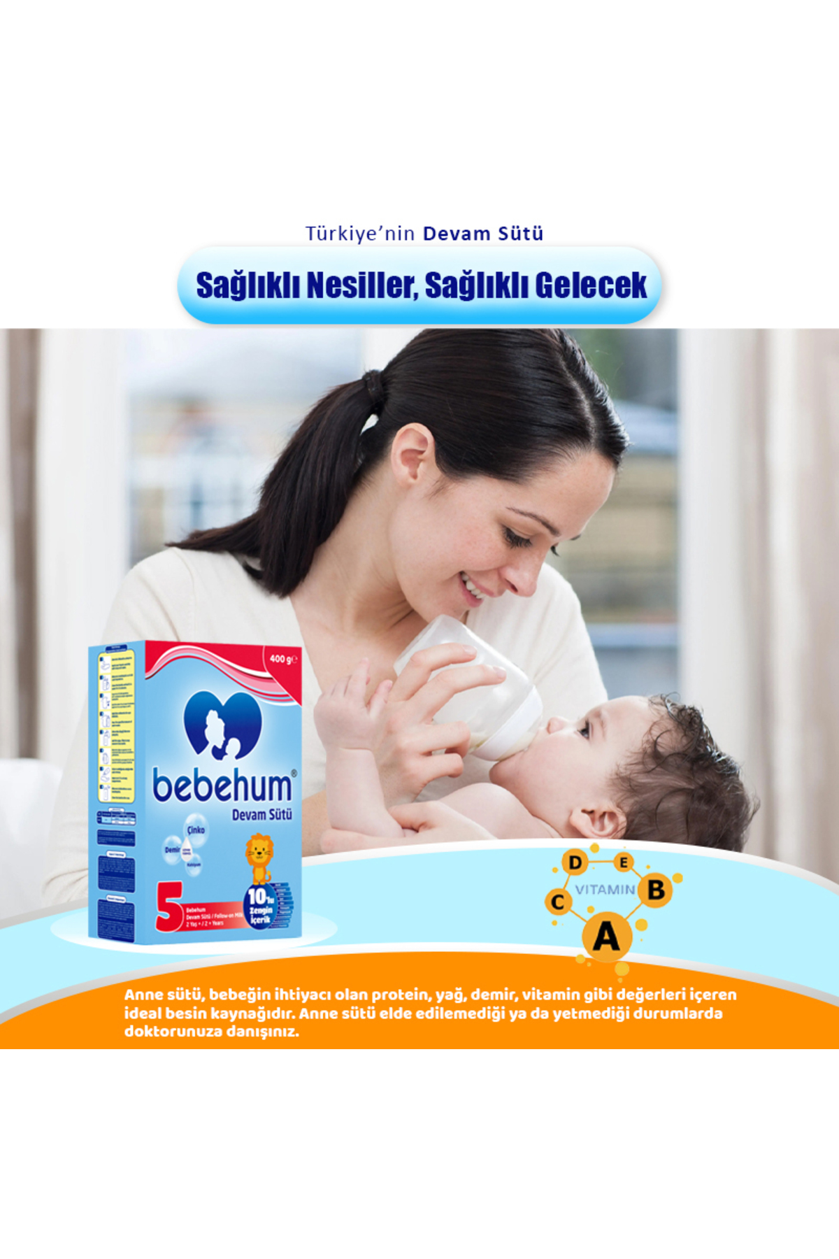bebehum 5 Devam Sütü 400 Gr 2 Yaş+ 10 Adet fotoğrafı 2 (önizleme)