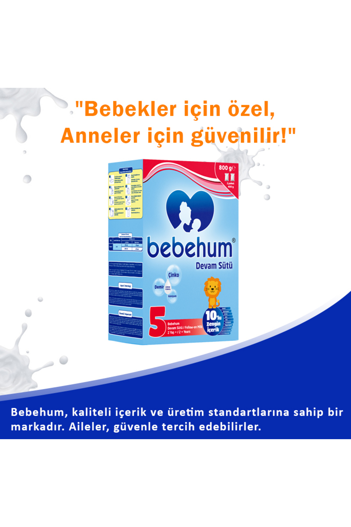bebehum 5 No Devam Sütü 2 Yaş+ 800 gr x 2 Adet fotoğrafı 3 (önizleme)