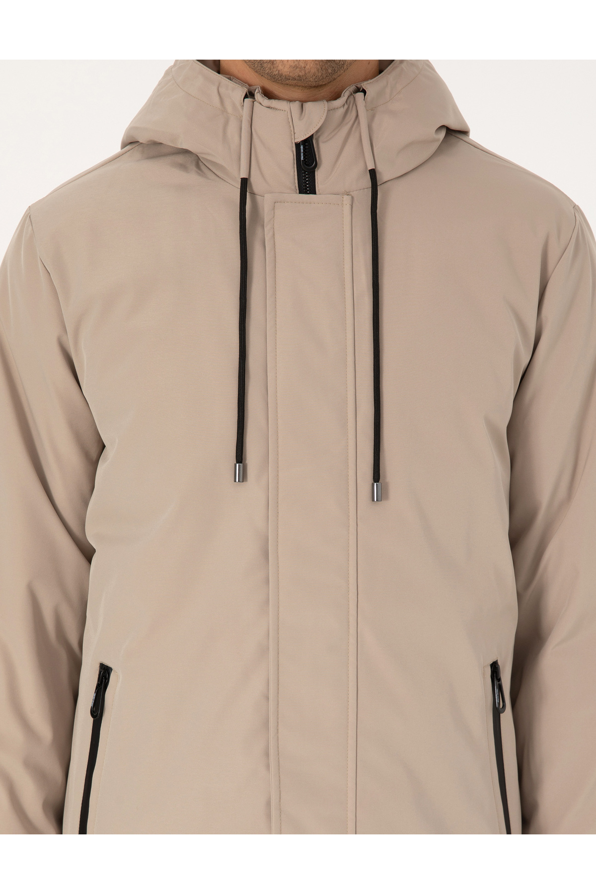 Pierre Cardin  Bej Kapüşonlu Mont 50313983-VR011 - Görsel 7