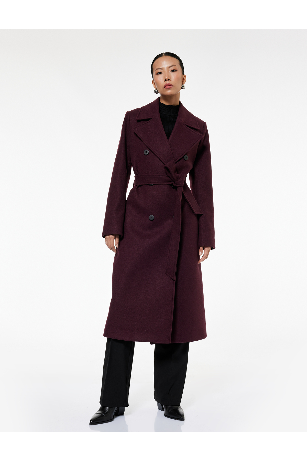 Koton  Trenç Kaban Uzun Kollu Cepli Kruvaze Kemerli - Görsel 5