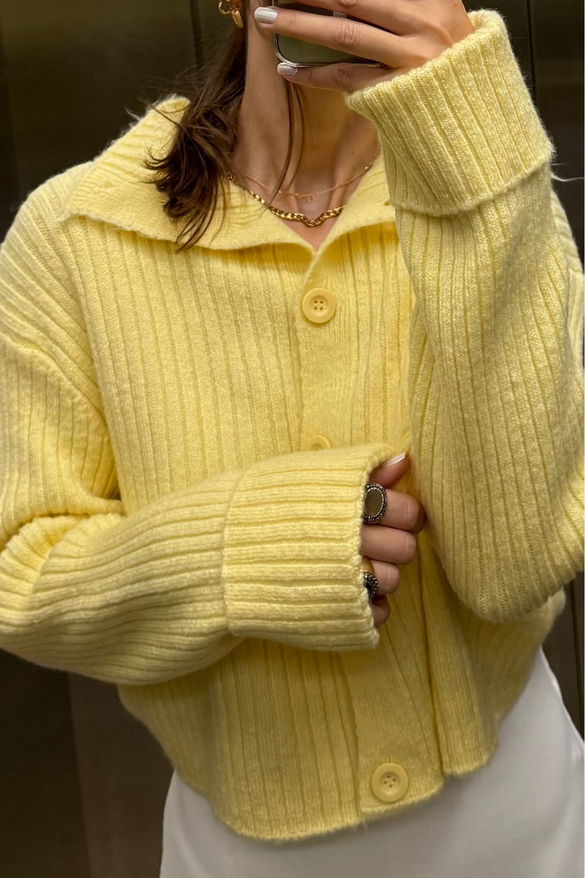 Noi Belis Basic Crop Yumuşak Dokulu Dik Yaka Triko Hırka AW25HI0004 görsel 6