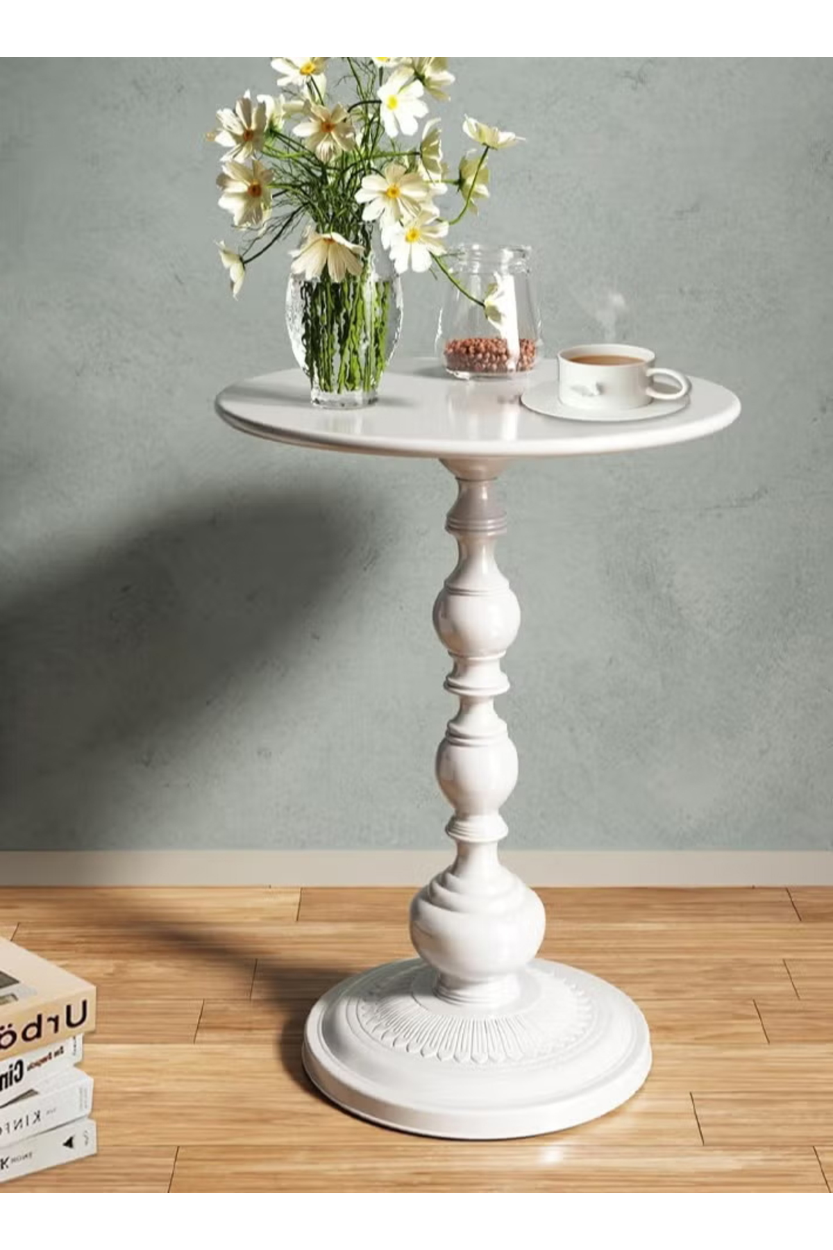 طاولة قهوة وطاولة سرير معدنية، سطح دائري، مقاومة ل...