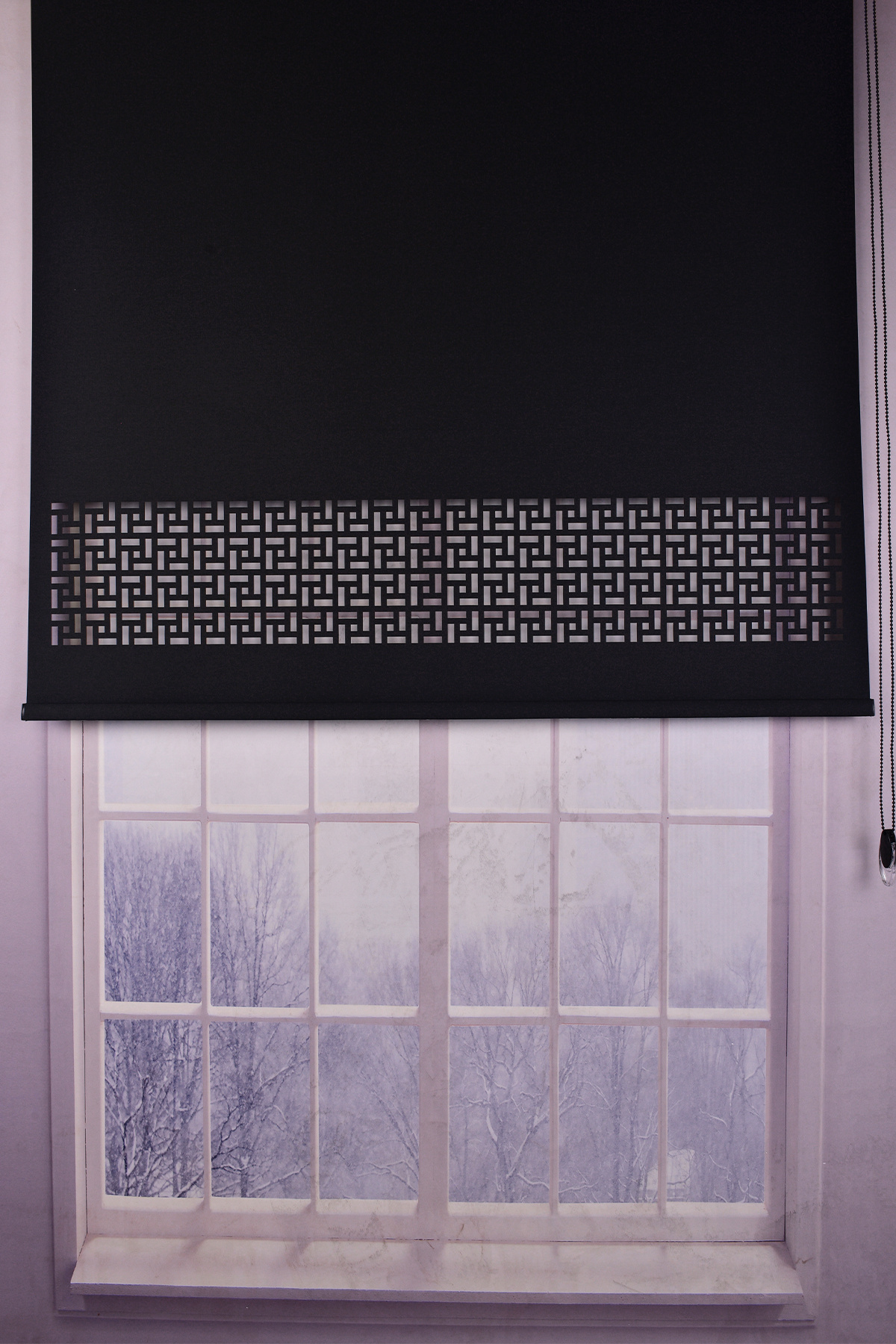 Setekshome Siyah Lazer Kesim Modern Stor Güneşlik Perde